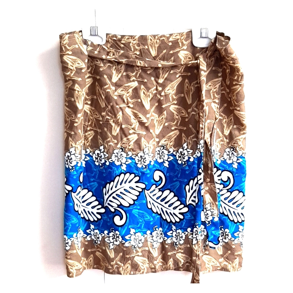 Tropical print wrap skirt
